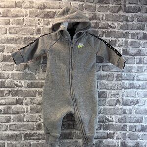 Nike Gray and Black Kids Hooded Romper
